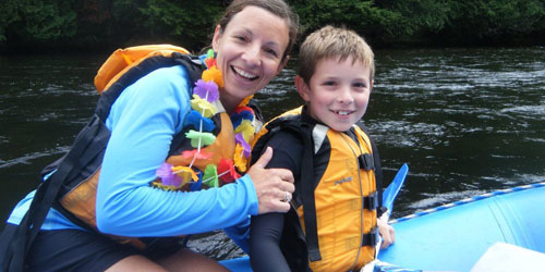 Mom & Son 500x250 - Crab Apple Whitewater - The Forks, ME