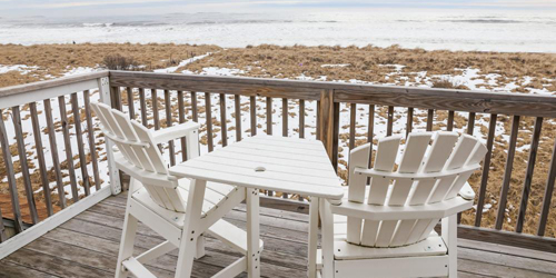 Cottage Deck in Winter - Waves Oceanfront Resort - Old Orchard Beach, ME