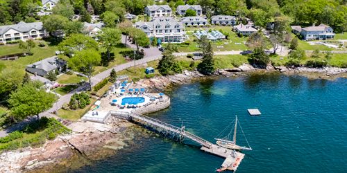 Close Aerial View - Spruce Point Inn - Boothbay Harbor, ME